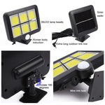 Luz Solar de Parede com Seis Grades, Indução Separada por Corpo Humano, Luz de Jardim à Prova de Água para Exterior, Luz de Rua, 120 COB
