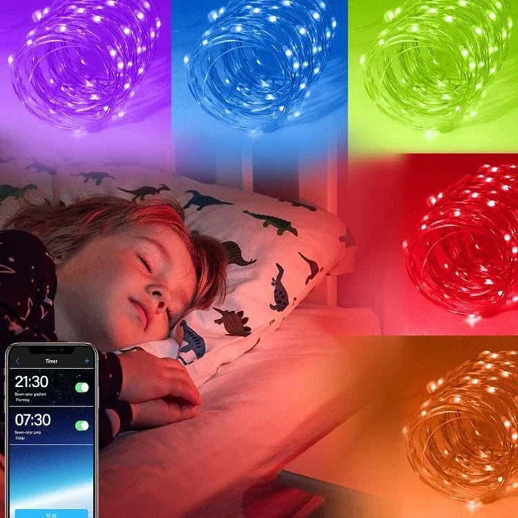Christmas Decoration RGB Copper Wire String Light Bluetooth Mobile APP Control, Length: 10m 100 LEDs, 10m 100 LEDs
