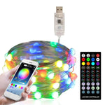 Decoração de Natal Luz de Fios de Cobre USB com Controlo Remoto e APP Bluetooth para Telemóvel, Comprimento: 20m 200 LEDs, Controlo Remoto e APP, Comprimento: 20m 200 LEDs