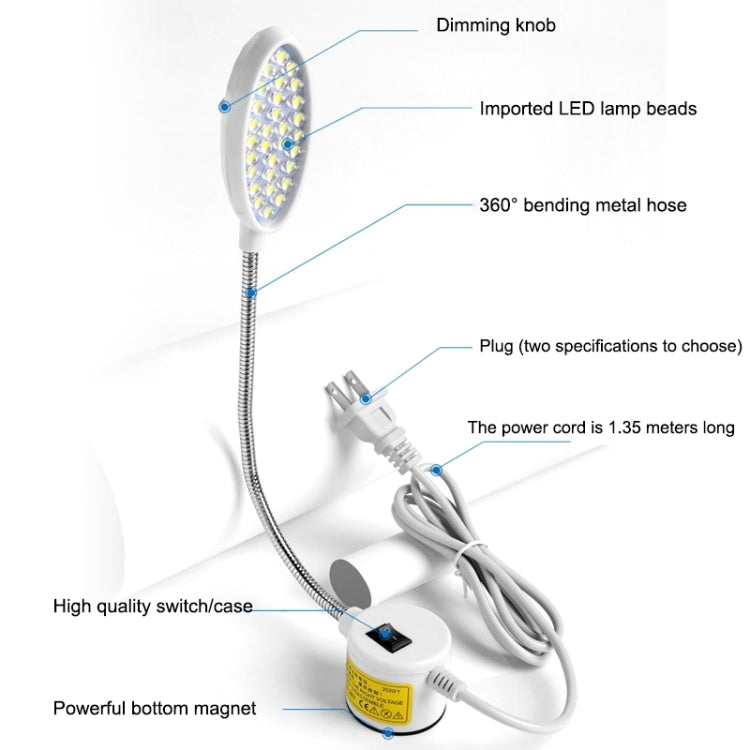 Lâmpada LED para Máquina de Costura Regulável com Íman, Lâmpada de Trabalho Económica, 30 Lâmpadas, 30 Contas