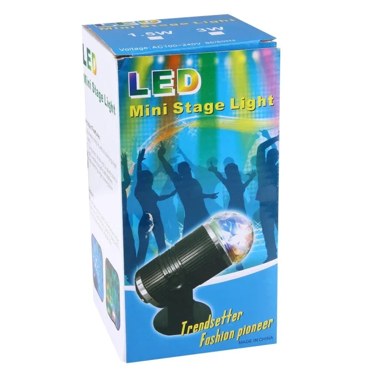 Mini Bola Mágica Rotativa LED de Palco 3W, Plugue UE
