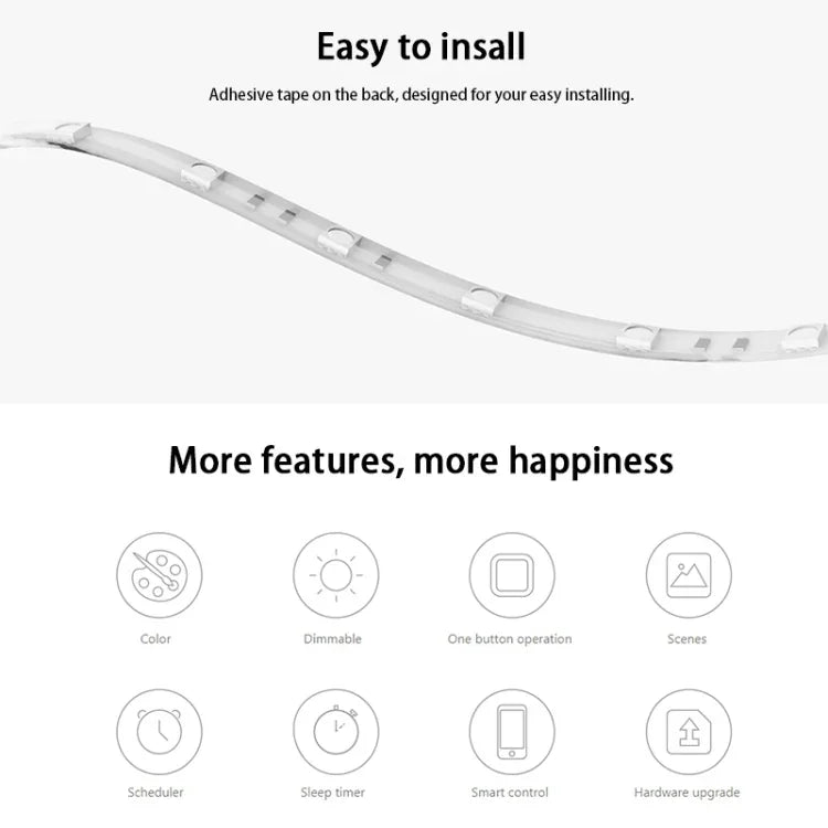 Tira LED de Extensão Inteligente Xiaomi Youpin Yeelight com Controlo Remoto APP WiFi, Comprimento: 1m