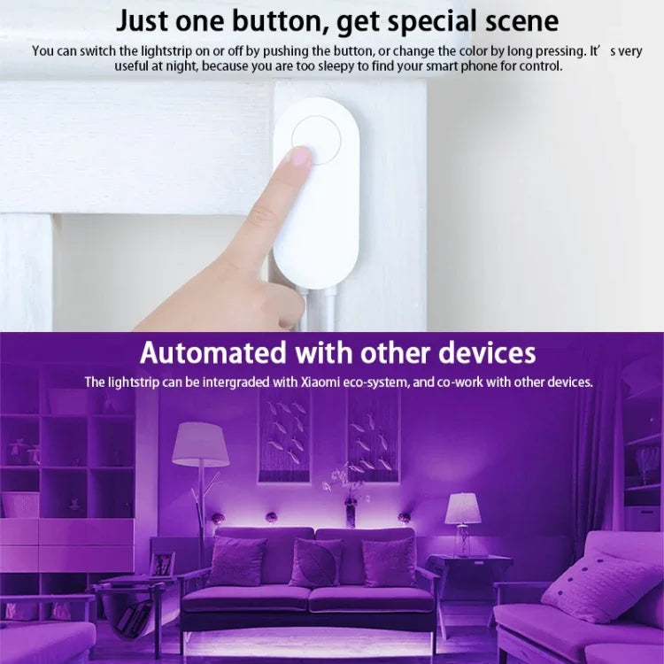 Tira LED de Extensão Inteligente Xiaomi Youpin Yeelight com Controlo Remoto APP WiFi, Comprimento: 1m