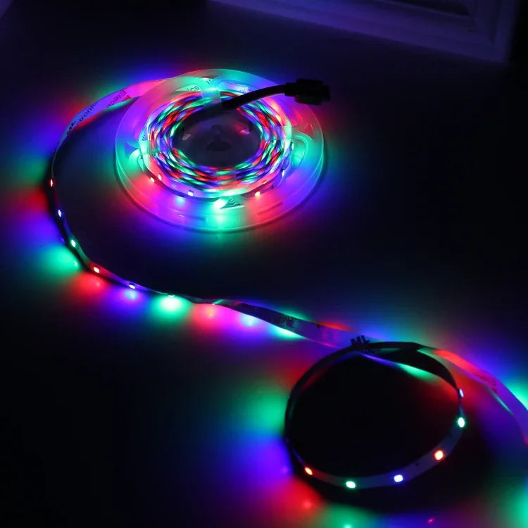 Luz de Corda LED RGB 2835 SMD, 60 LEDs/m, Comprimento: 5m, 12V 2A 100-240V, com Controlo Remoto de 44 Teclas, LED RGB 2835 SMD, 5m, com Controlo Remoto de 44 Teclas