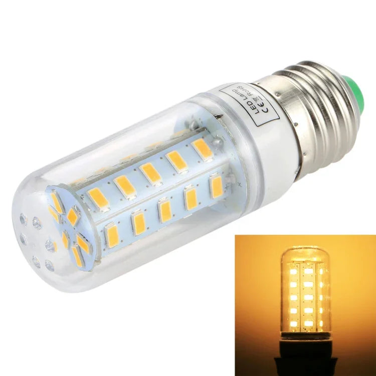 Lâmpada Economizadora SMD 5730, DC 12-30V, E27 36 LEDs Luz Branca, E27 36 LEDs Luz Branco Quente