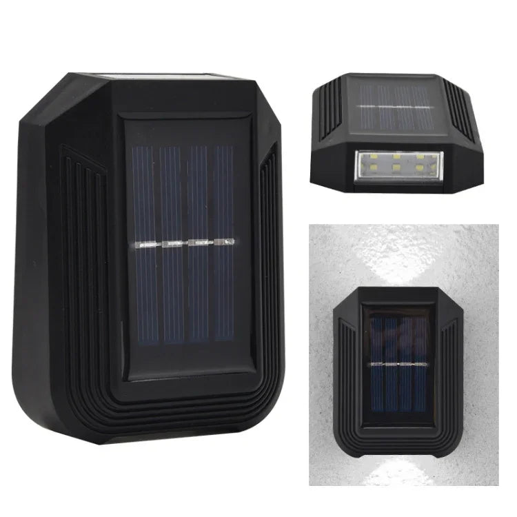 Lâmpada Solar de Parede com 6 LEDs para Exterior, Luz Decorativa de Jardim para Cima e Baixo