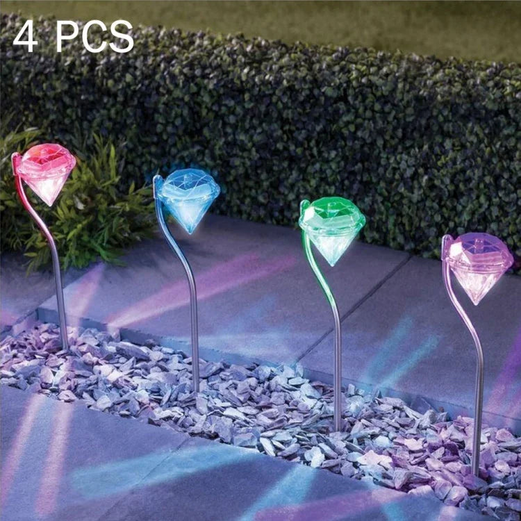 Luzes Decorativas de Diamante para Caminho de Jardim Exterior, Entrega de Cor Aleatória