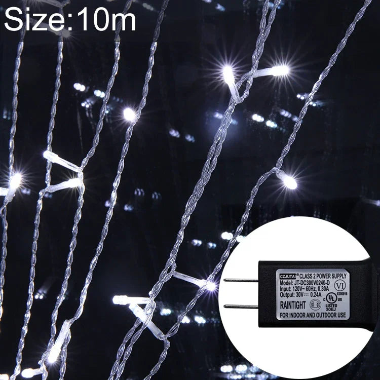 Luz Decorativa de Cordão de Fadas com 100 LEDs, Junta Final e 8 Funções, Plugue EUA, 10m Luz Branca