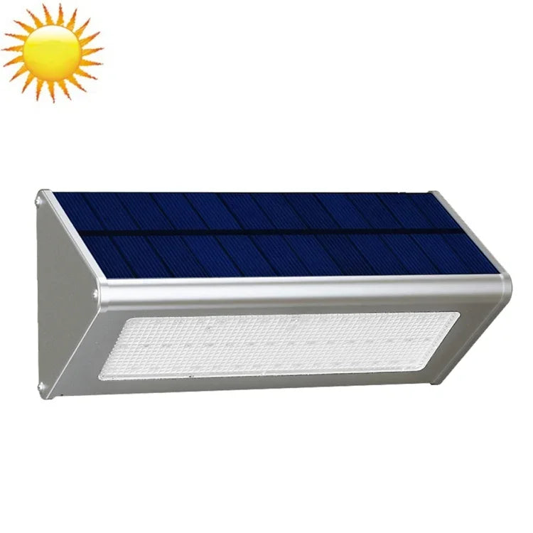 Luz de Parede Triangular com Sensor, 800 LM 48 LEDs SMD 2835, Painel Solar e Interruptor Oculto para Jardim / Pátio / Campismo Exterior (Prateado)