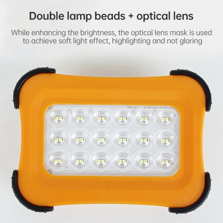 Luz Portátil Solar para Campismo 50W 32 LEDs, Luz Magnética de Emergência com Quatro Níveis de Brilho, Power Bank e Indicador de Bateria
