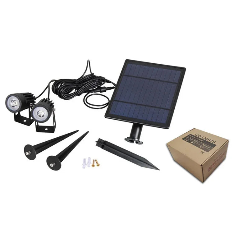 Foco Solar 3W Um para Três para Exterior, IP65 Impermeável, Lâmpada de Relva com Indução por Controlo de Luz, Fluxo Luminoso: 300-400lm (Fixação Cíclica RGB), Um para Três