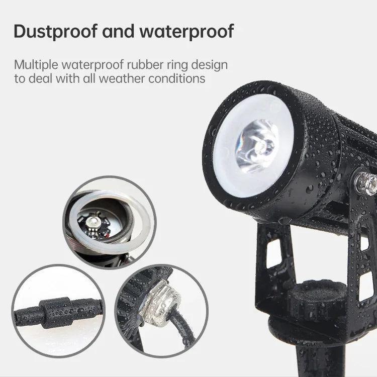 Foco Solar 3W Um para Três para Exterior, IP65 Impermeável, Lâmpada de Relva com Indução por Controlo de Luz, Fluxo Luminoso: 300-400lm (Fixação Cíclica RGB), Um para Três