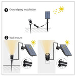 Foco Solar 3W Um para Três para Exterior, IP65 Impermeável, Lâmpada de Relva com Indução por Controlo de Luz, Fluxo Luminoso: 300-400lm (Fixação Cíclica RGB), Um para Três
