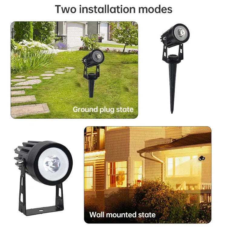 Foco Solar 3W Um para Três para Exterior, IP65 Impermeável, Lâmpada de Relva com Indução por Controlo de Luz, Fluxo Luminoso: 300-400lm (Fixação Cíclica RGB), Um para Três