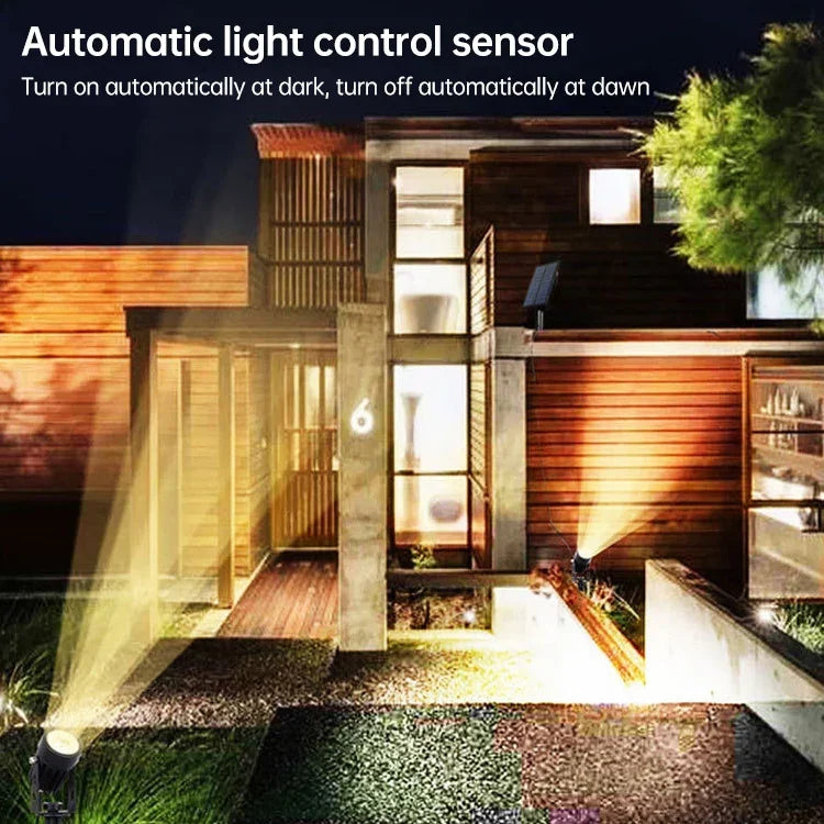 Foco Solar 3W Um para Três para Exterior, IP65 Impermeável, Lâmpada de Relva com Indução por Controlo de Luz, Fluxo Luminoso: 300-400lm (Fixação Cíclica RGB), Um para Três