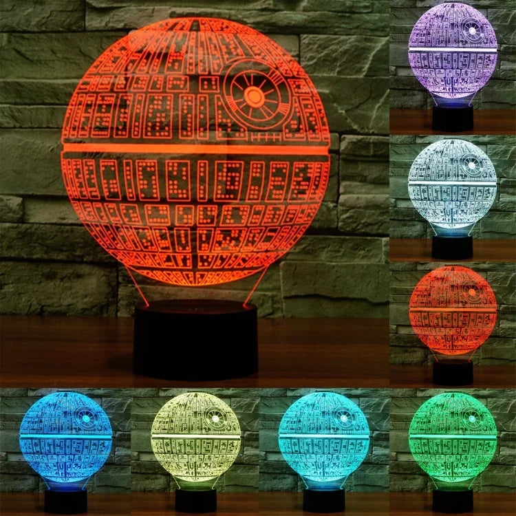 Lâmpada Estéreo Visual Criativa com Descoloração de 7 Cores, Lâmpada de Secretária, Luz Noturna, Estilo Estrela da Morte
