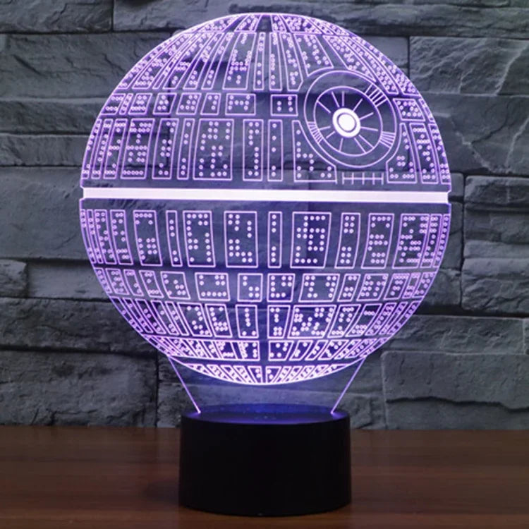 Lâmpada Estéreo Visual Criativa com Descoloração de 7 Cores, Lâmpada de Secretária, Luz Noturna, Estilo Estrela da Morte