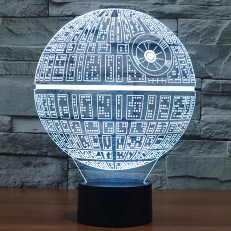Lâmpada Estéreo Visual Criativa com Descoloração de 7 Cores, Lâmpada de Secretária, Luz Noturna, Estilo Estrela da Morte