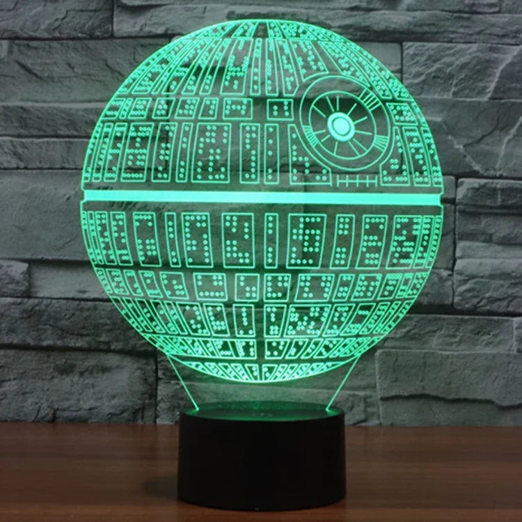 Lâmpada Estéreo Visual Criativa com Descoloração de 7 Cores, Lâmpada de Secretária, Luz Noturna, Estilo Estrela da Morte