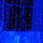 Cortina de Luz com 300 LEDs, Junta Final e Controlador Multifuncional com Memória, Impermeável, Ficha EU, AC 220V, Luz Azul Ficha EU, Luz Colorida Ficha EU, Luz Branca Ficha EU, Luz Branca Quente Ficha EU