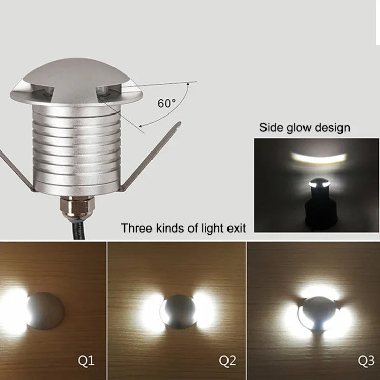 Lâmpada Enterrada Polarizada LED 3W IP67 Impermeável, Lâmpada de Casca de Tartaruga para Jardim e Relva Exterior, Luz Quente 3000K Q2 Luz Bidirecional, Luz Quente 3000K Q2