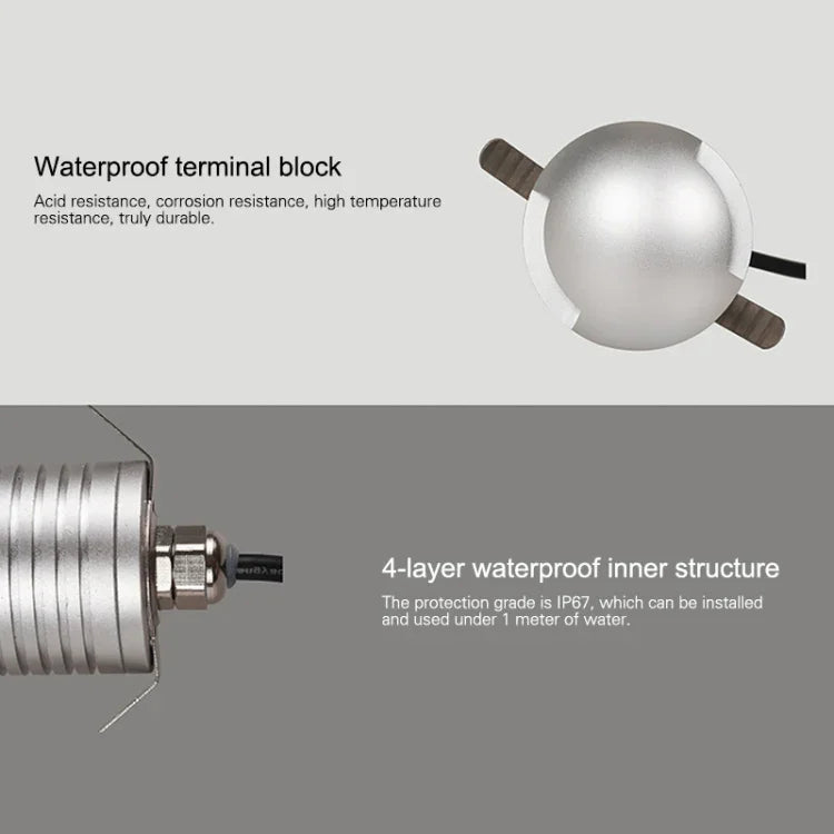 Lâmpada Enterrada Polarizada LED 3W IP67 Impermeável, Lâmpada de Casca de Tartaruga para Jardim e Relva Exterior, Luz Quente 3000K Q3 Luz Tridirecional, Luz Quente 3000K Q3