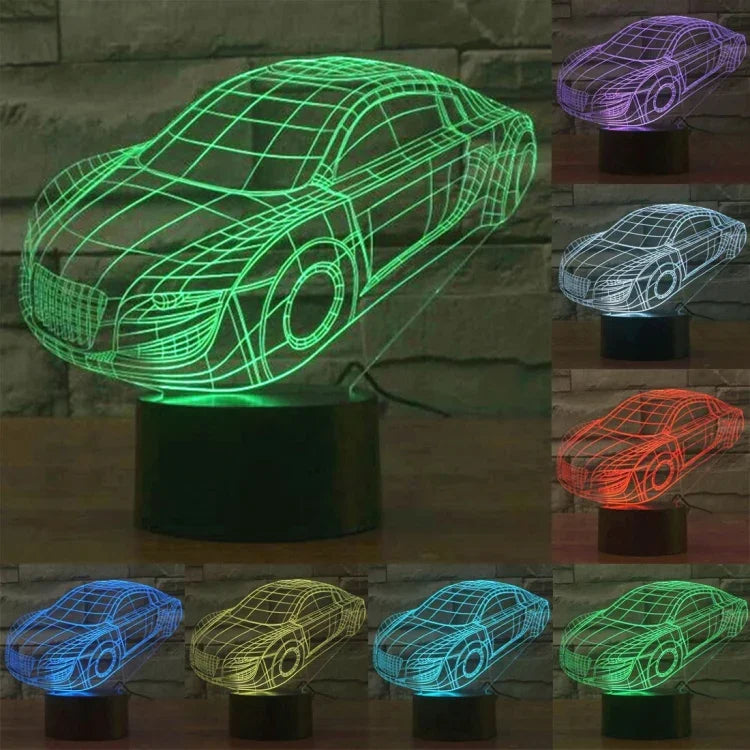 Lâmpada de Secretária Estéreo Visual Criativa com Descoloração de 7 Cores, Luz Noturna, Estilo Carro