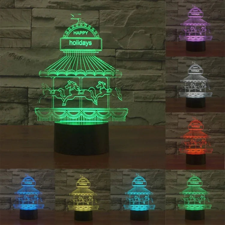 Lâmpada de Secretária Estéreo Visual Criativa com Descoloração de 7 Cores, Luz Noturna, Estilo Parque de Diversões