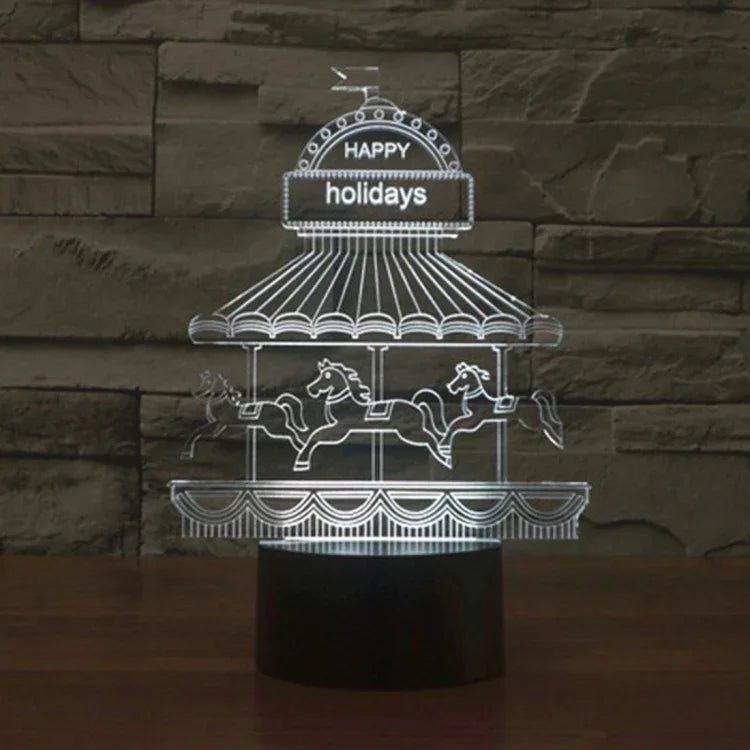 Lâmpada de Secretária Estéreo Visual Criativa com Descoloração de 7 Cores, Luz Noturna, Estilo Parque de Diversões
