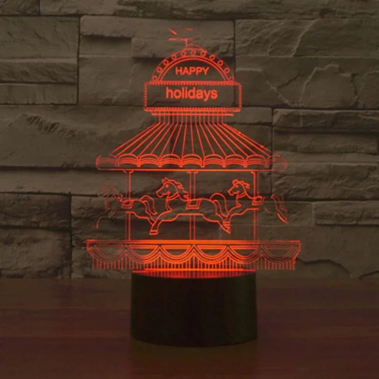 Lâmpada de Secretária Estéreo Visual Criativa com Descoloração de 7 Cores, Luz Noturna, Estilo Parque de Diversões