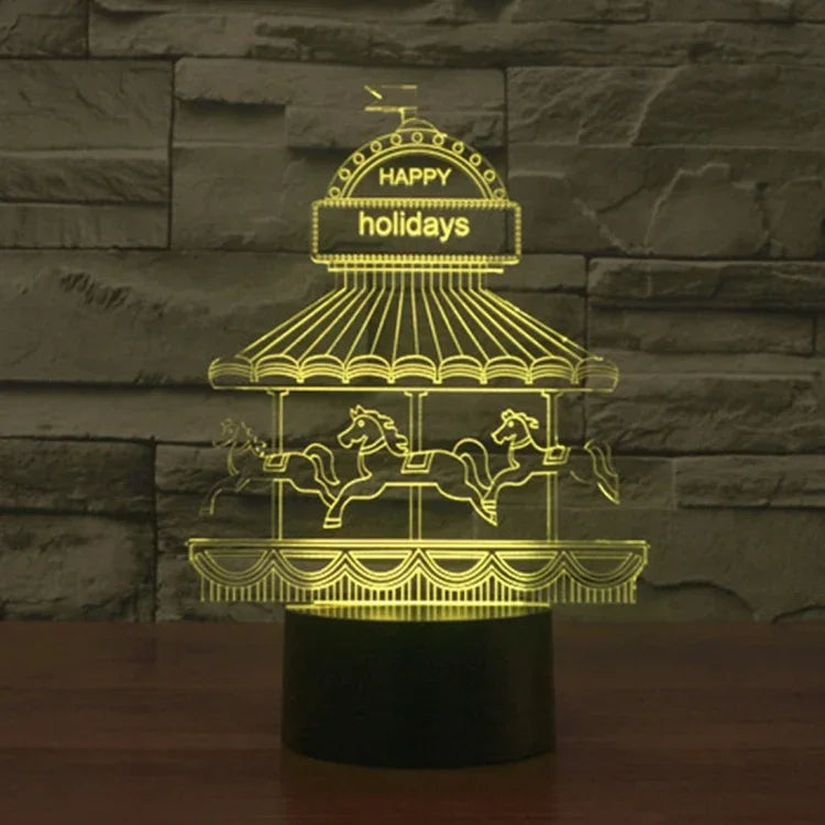 Lâmpada de Secretária Estéreo Visual Criativa com Descoloração de 7 Cores, Luz Noturna, Estilo Parque de Diversões