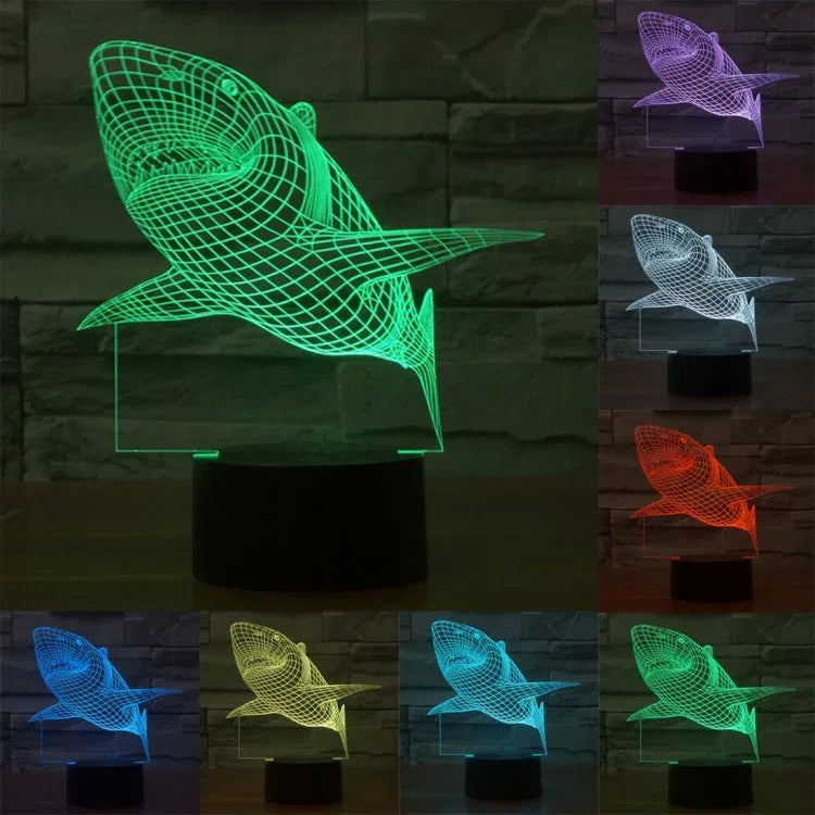 Lâmpada de Secretária Estéreo Visual Criativa com Descoloração de 7 Cores, Luz Noturna, Estilo Tubarão