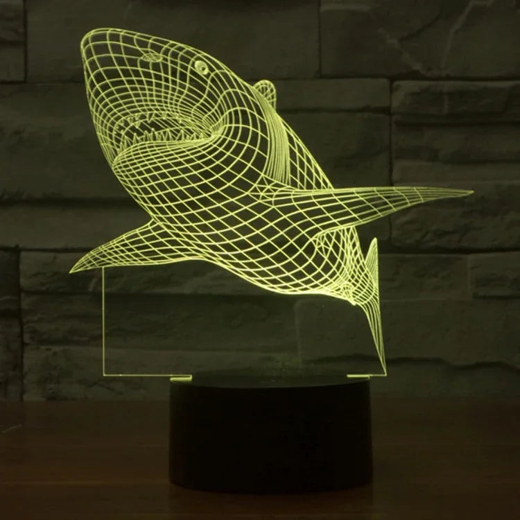 Lâmpada de Secretária Estéreo Visual Criativa com Descoloração de 7 Cores, Luz Noturna, Estilo Tubarão