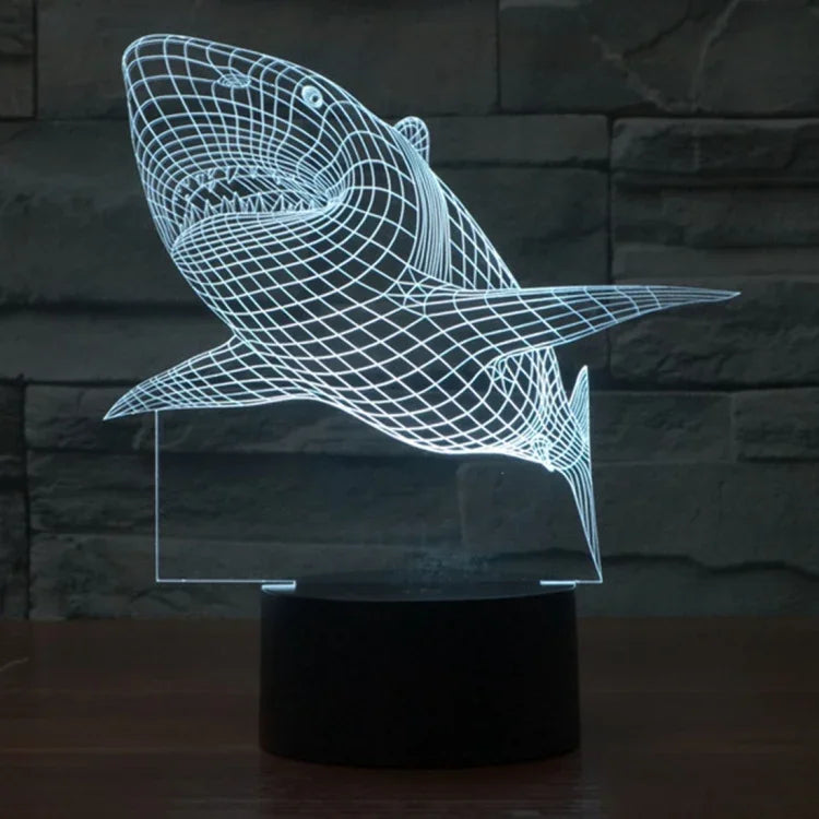 Lâmpada de Secretária Estéreo Visual Criativa com Descoloração de 7 Cores, Luz Noturna, Estilo Tubarão