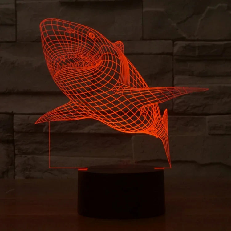 Lâmpada de Secretária Estéreo Visual Criativa com Descoloração de 7 Cores, Luz Noturna, Estilo Tubarão