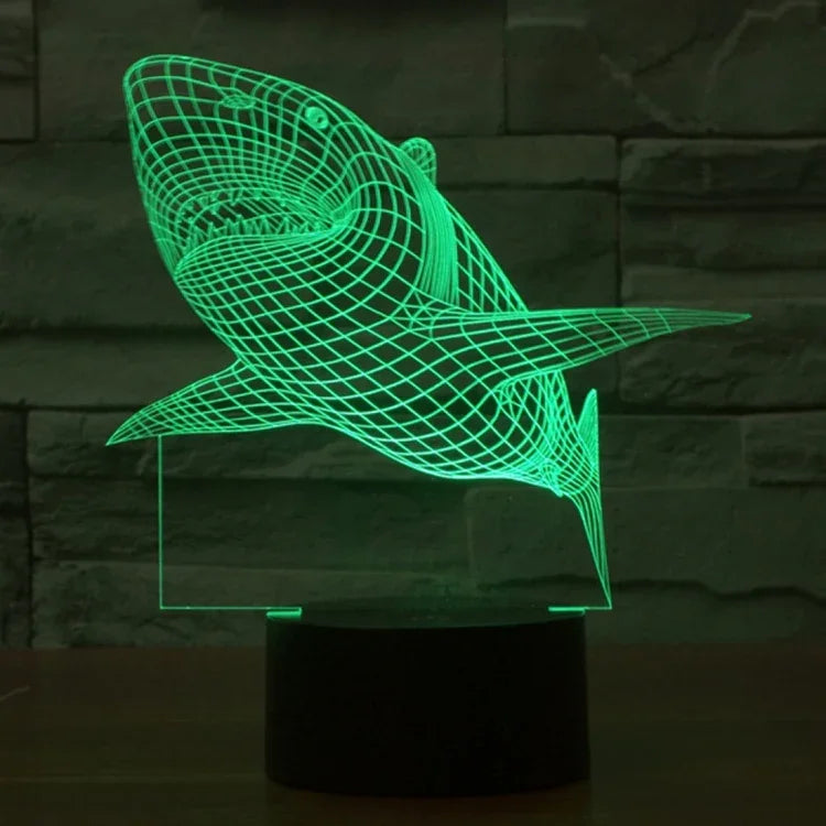 Lâmpada de Secretária Estéreo Visual Criativa com Descoloração de 7 Cores, Luz Noturna, Estilo Tubarão