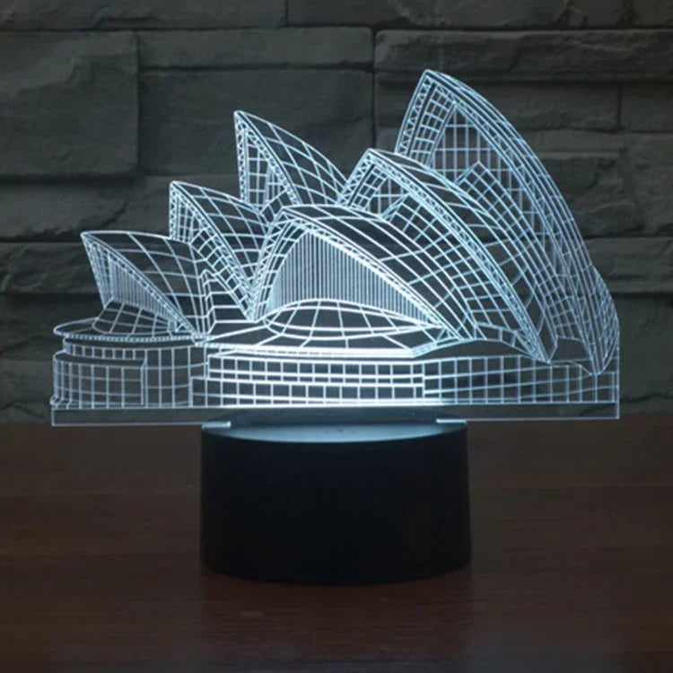 Lâmpada de Secretária Estéreo Visual Criativa com Descoloração de 7 Cores, Luz Noturna, Estilo Ópera de Sydney
