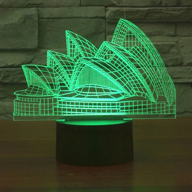 Lâmpada de Secretária Estéreo Visual Criativa com Descoloração de 7 Cores, Luz Noturna, Estilo Ópera de Sydney