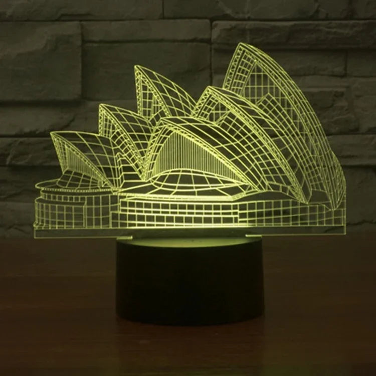 Lâmpada de Secretária Estéreo Visual Criativa com Descoloração de 7 Cores, Luz Noturna, Estilo Ópera de Sydney