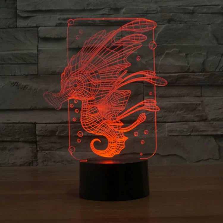 Lâmpada de Secretária Estéreo Visual Criativa com Descoloração de 7 Cores, Luz Noturna, Estilo Cavalo-Marinho