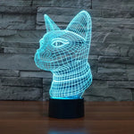 Lâmpada de Secretária Estéreo Visual Criativa com Descoloração de 7 Cores, Luz Noturna, Estilo Gato de Perfil