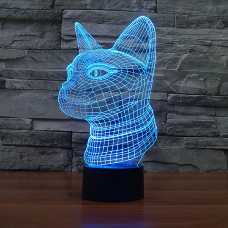 Lâmpada de Secretária Estéreo Visual Criativa com Descoloração de 7 Cores, Luz Noturna, Estilo Gato de Perfil