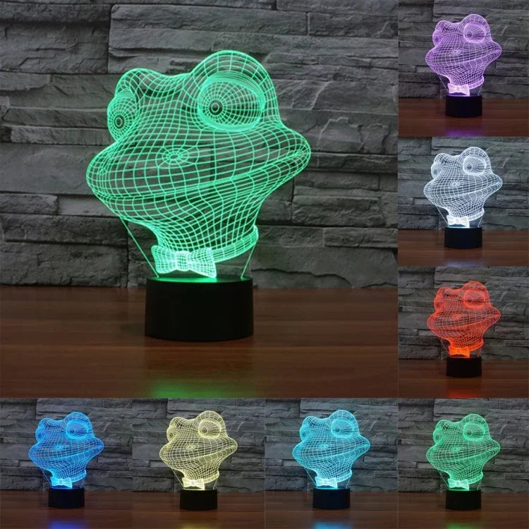 Lâmpada de Secretária Estéreo Visual Criativa com Descoloração de 7 Cores, Luz Noturna, Estilo Sapo