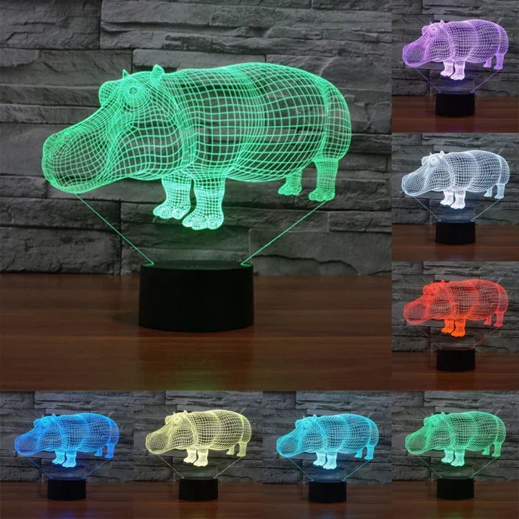 Lâmpada de Secretária Estéreo Visual Criativa com Descoloração de 7 Cores, Luz Noturna, Estilo Rinoceronte