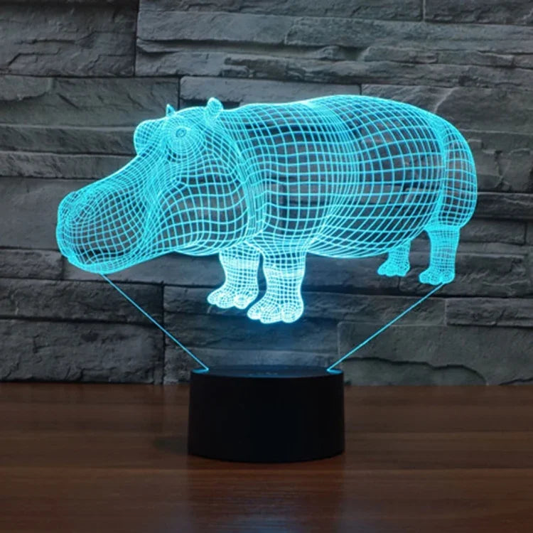 Lâmpada de Secretária Estéreo Visual Criativa com Descoloração de 7 Cores, Luz Noturna, Estilo Rinoceronte