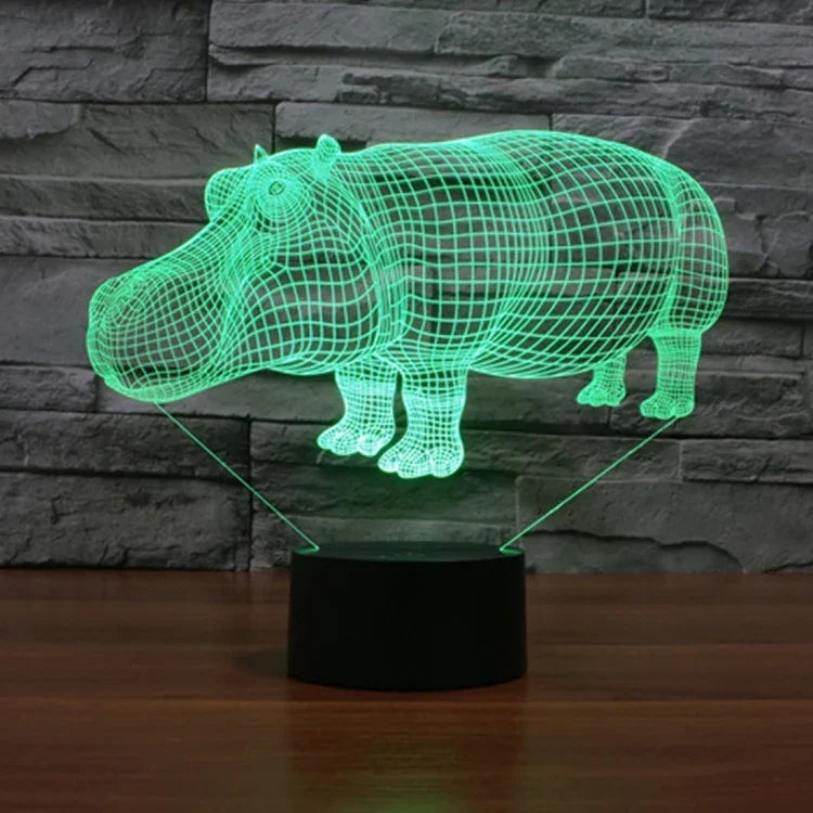 Lâmpada de Secretária Estéreo Visual Criativa com Descoloração de 7 Cores, Luz Noturna, Estilo Rinoceronte