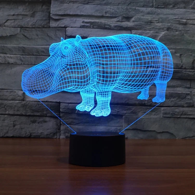 Lâmpada de Secretária Estéreo Visual Criativa com Descoloração de 7 Cores, Luz Noturna, Estilo Rinoceronte