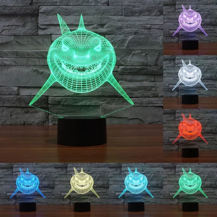 Lâmpada de Secretária Estéreo Visual Criativa com Descoloração de 7 Cores, Luz Noturna, Estilo Tubarão de Frente