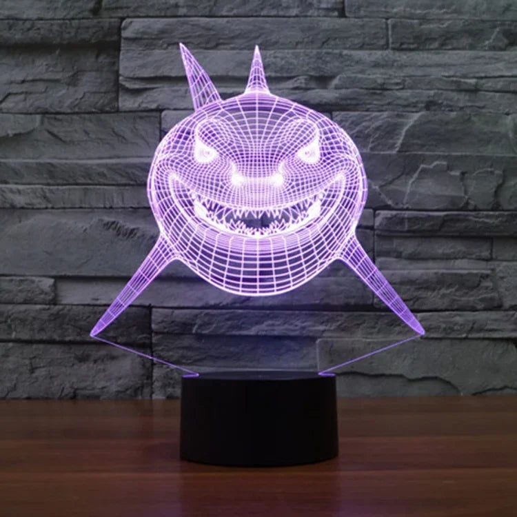 Lâmpada de Secretária Estéreo Visual Criativa com Descoloração de 7 Cores, Luz Noturna, Estilo Tubarão de Frente