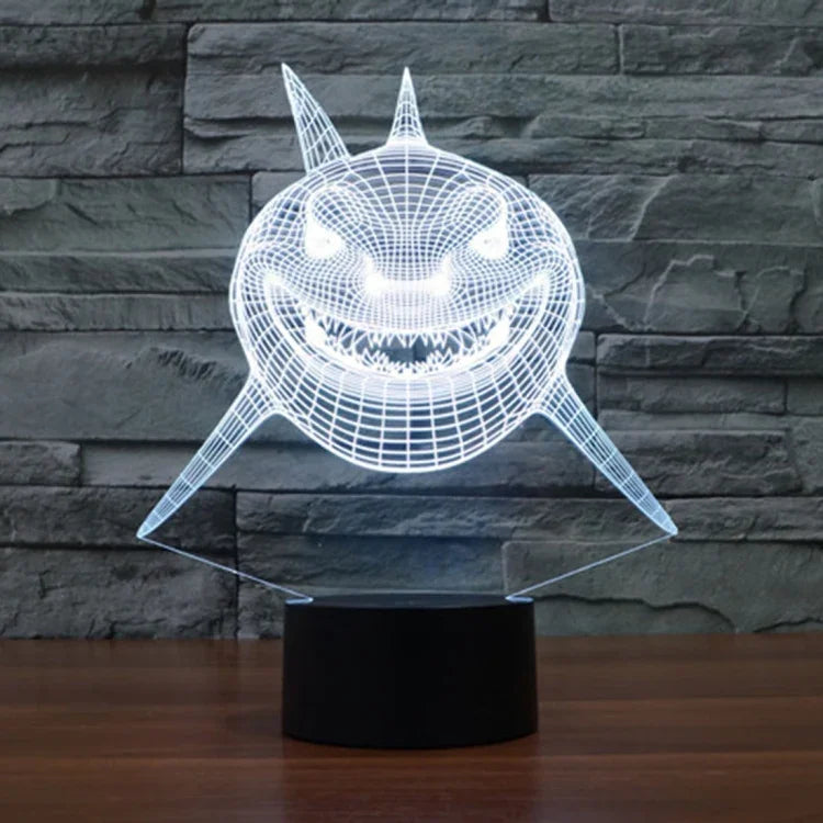 Lâmpada de Secretária Estéreo Visual Criativa com Descoloração de 7 Cores, Luz Noturna, Estilo Tubarão de Frente